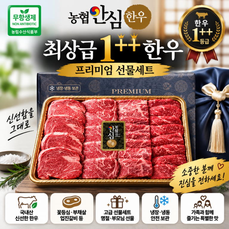 농협안심한우 1++ 한우 선물세트 추천｜꽃등심·부채살·업진갈비 1kg 명절선물
