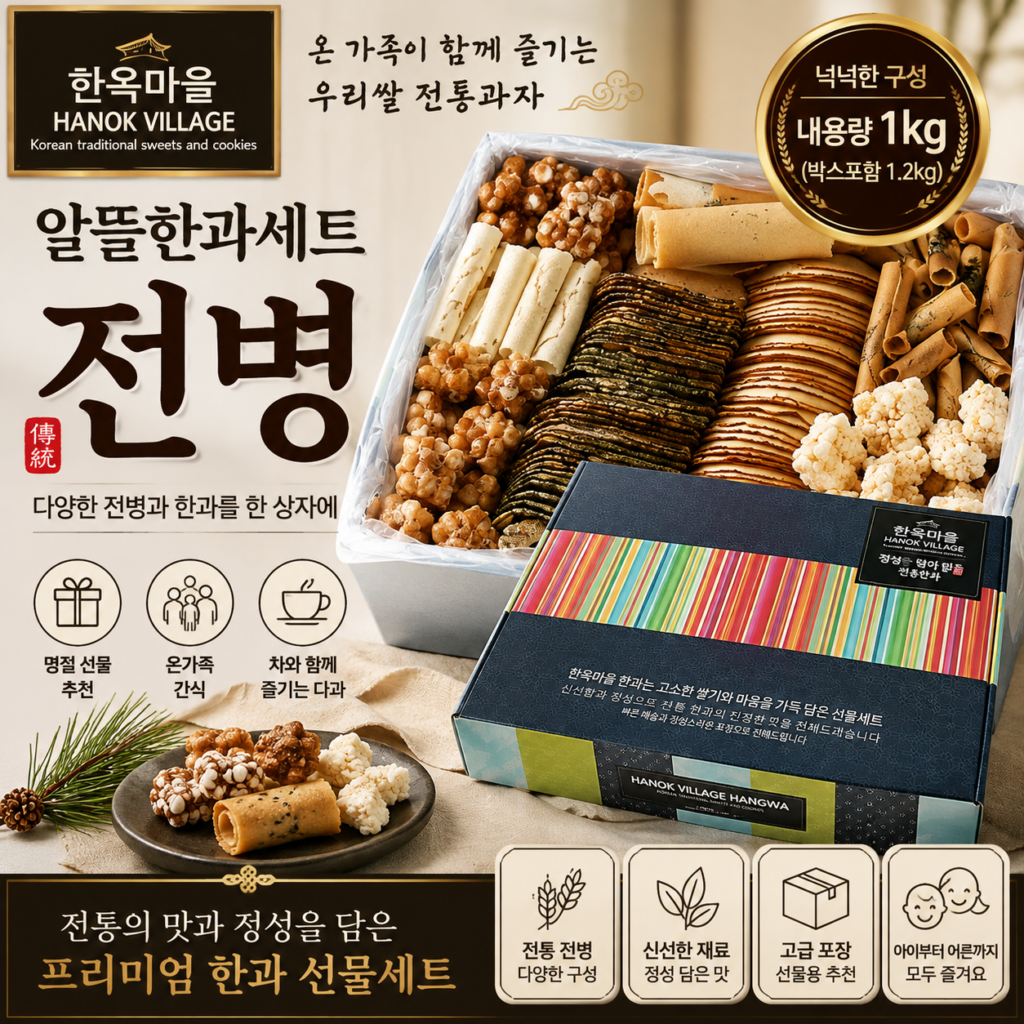 한옥마을한과 알뜰한과세트 전병 1.2kg 추천｜명절 전통과자 선물세트 제품 이미지