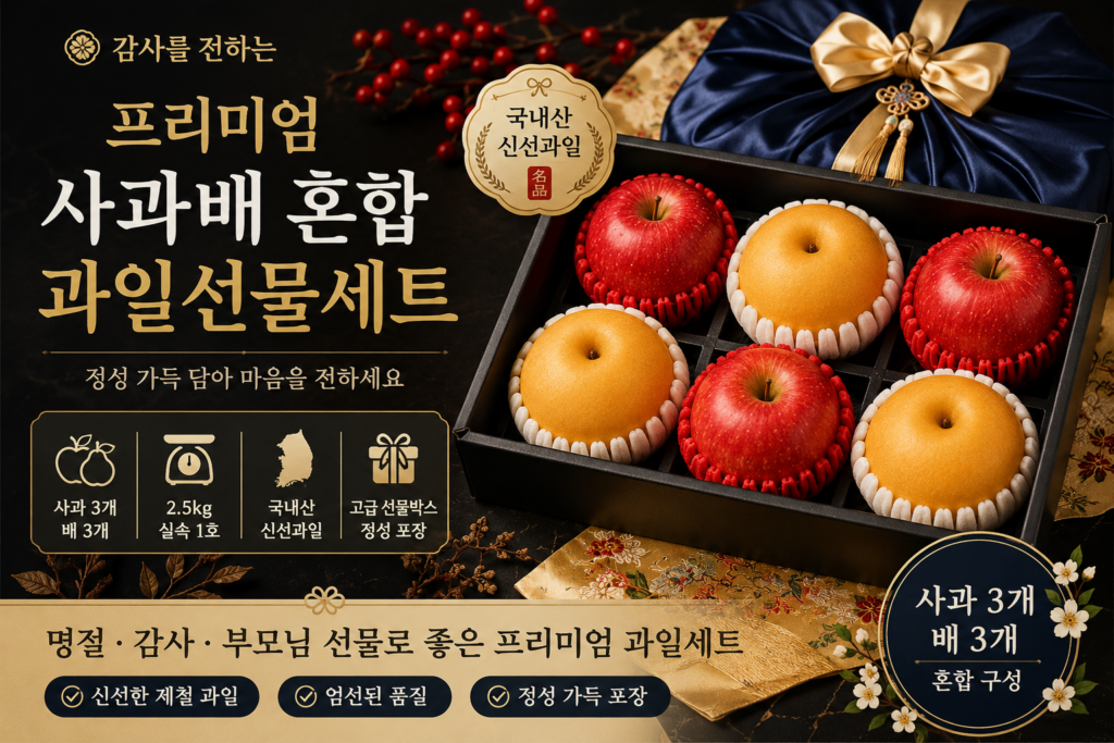 사과배 선물세트 추천｜프리미엄 혼합과일 2.5kg 사과3 배3 명절선물 제품 이미지