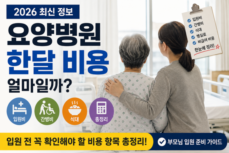2026 요양병원 한달 비용 얼마일까? 입원비·간병비·식대 총정리