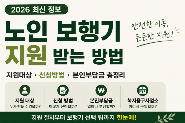 2026 노인 보행기 지원받는 방법, 대상·신청방법·본인부담금 총정리