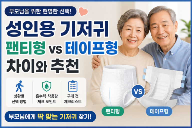 부모님 성인용 기저귀 추천, 팬티형과 테이프형 차이