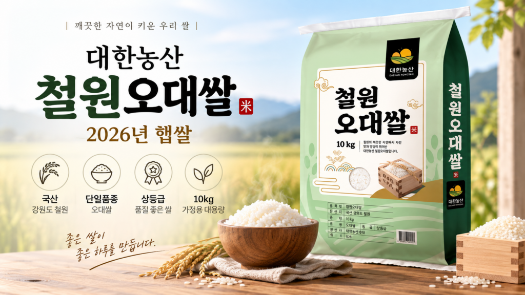 대한농산 철원오대쌀 10kg 2026년 햅쌀｜강원도 철원 단일품종 오대쌀 제품 이미지
