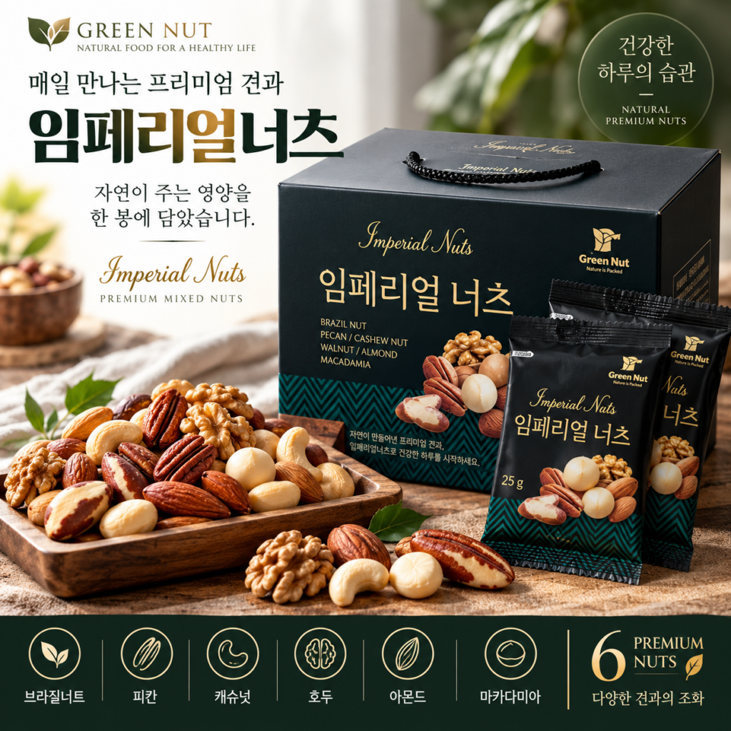 그린너트 임페리얼너츠 625g 후기｜25봉 혼합견과 구성과 장단점 제품 이미지