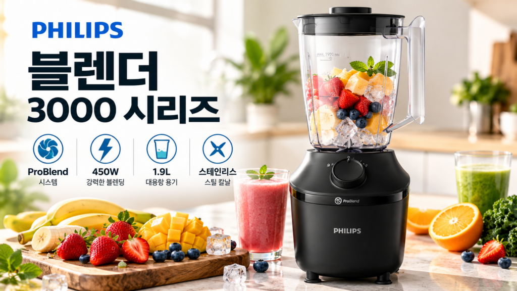 필립스 블렌더 3000 시리즈 HR2041/01 | 450W ProBlend 1.9L 믹서기 제품 이미지