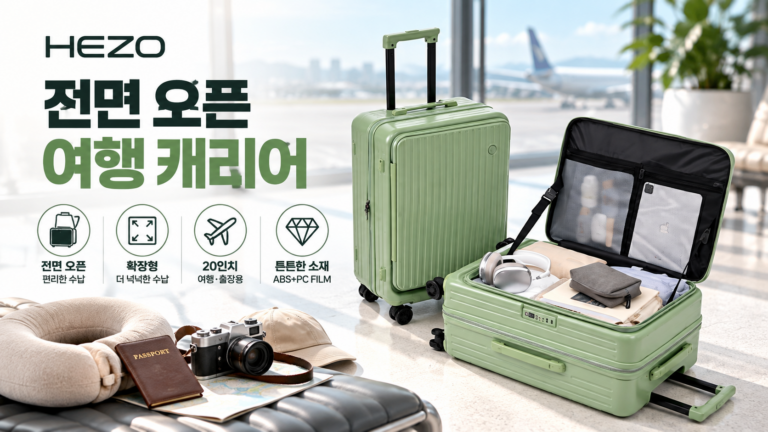 HEZO 전면 오픈 캐리어 20인치 | 확장형 기내용 여행 캐리어
